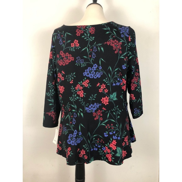 Charter club 1X Blouse Peplum Floral black Top NEW - Picture 4 of 7
